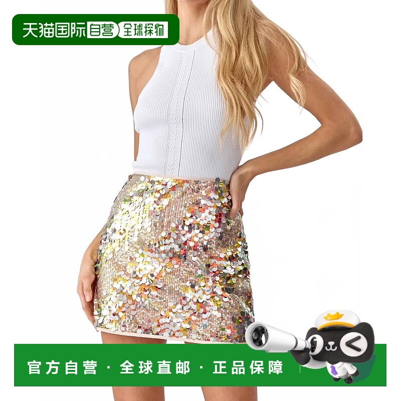 自营adelyn raeVal Sequins Mini Skirt In Gold 美国奥莱直发