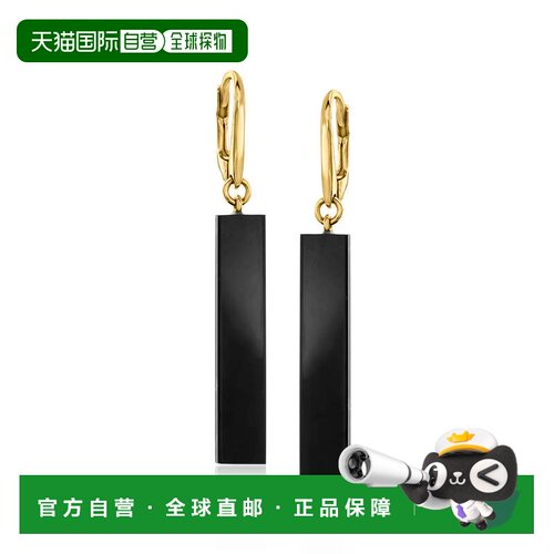 自营Ross-Simons Onyx Bar Drop Earrings in 18kt Gold Over Ste