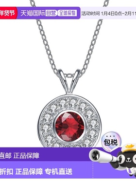 自营 genevive纯银红色立方氧化锆圆形项链 美国奥莱直发配饰