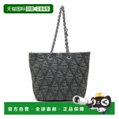 水钻标志吊坠 香港直邮DIESEL 菱形图案牛仔布 磁性闭合托特包Tot