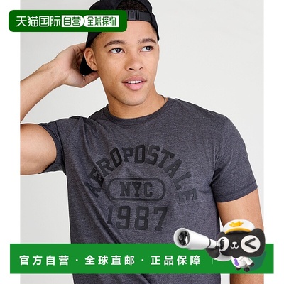 自营Aeropostale Arch 1987 图案 T 恤 - 炭灰色 美国奥莱直发