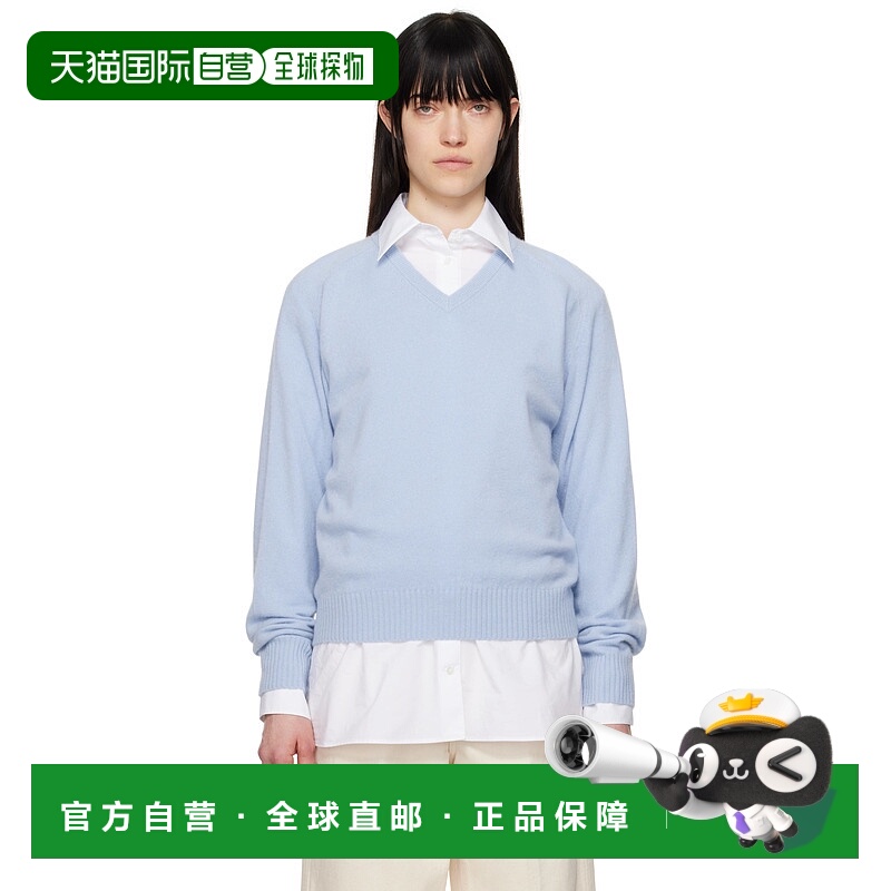 香港直邮潮奢 Carven 卡纷 女士 蓝色 V 领毛衣 6251K2111402针织