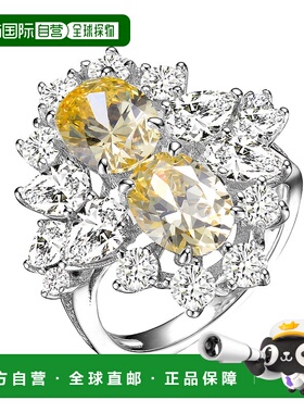自营 GENEVIVE 纯银黄色立方氧化锆鸡尾酒戒指 - 黄色 美国奥莱直