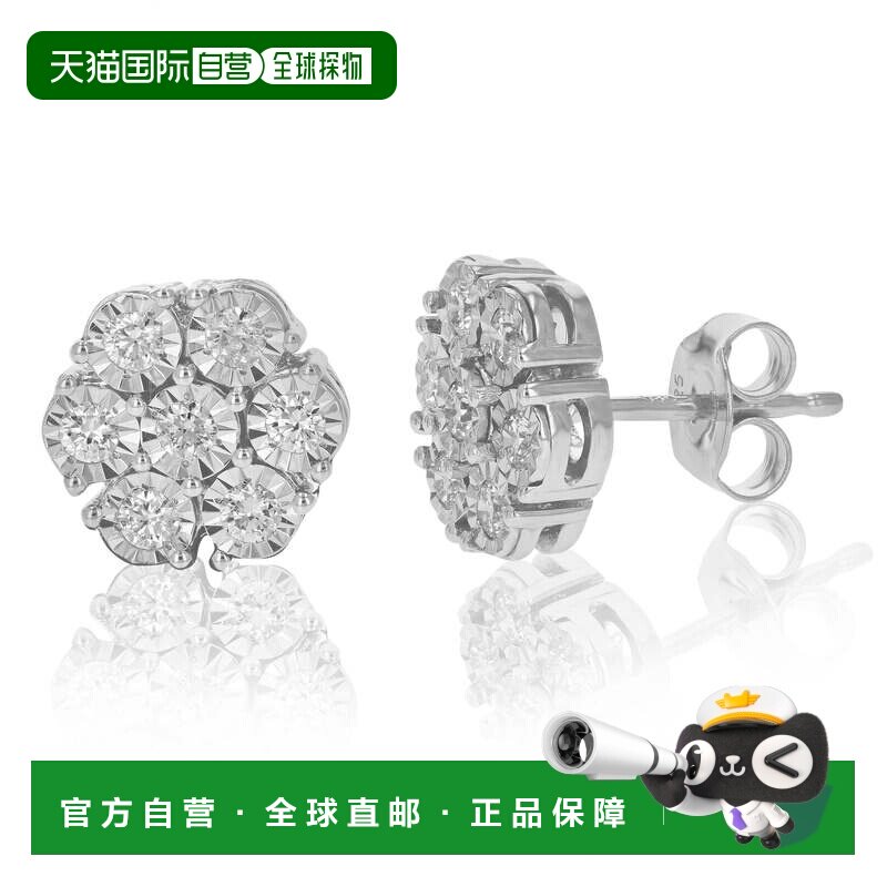 自营vir jewels1/2 克拉圆形切割实验室培育钻石耳钉 .925 纯银爪