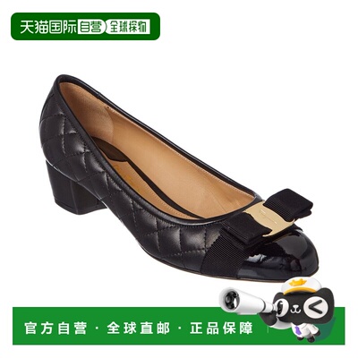 自营salvatore ferragamo菲拉格慕Vara绗缝皮革高跟鞋-黑色 美国