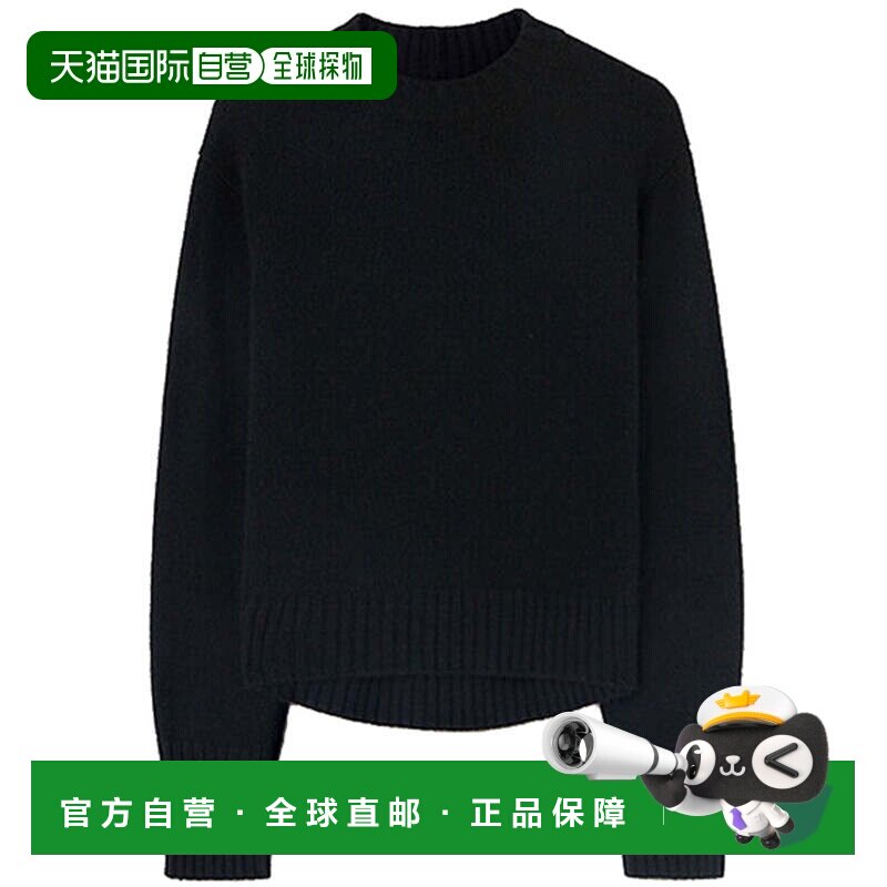 自营jil sander黑色羊绒圆领毛衣-黑色 美国奥莱直发