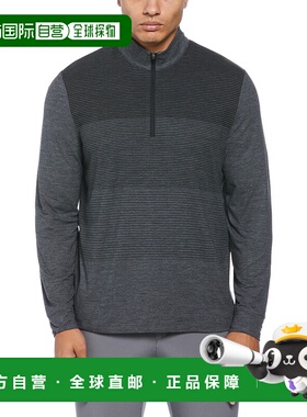 自营Pga Tour Lux Touch Ombre高尔夫毛衣男式灰色拉链套头衫FTS8
