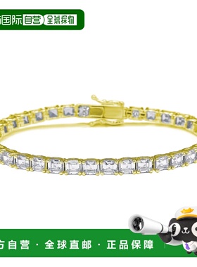 自营Suzy Levian 金色纯银白色 Assher 切割方晶锆石网球手链 -