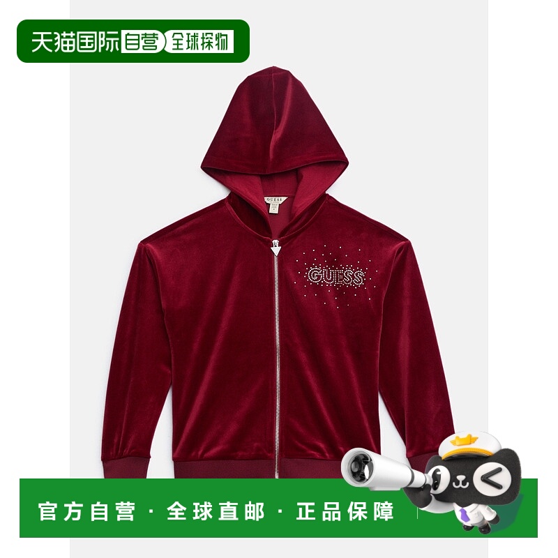 自营guessVelour Full-Zip Hoodie (7-14) - beet juice red 美国