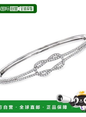 自营 Ross-Simons Diamond Knot Bangle Bracelet in Sterling Si