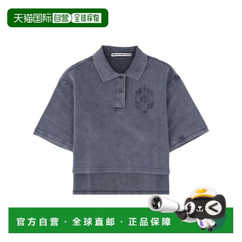 自营alexander wangOversized Layered Hem Logo Polo Shirt - gr