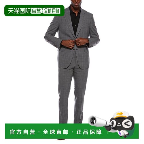 自营Canali 2pc Wool Suit with Flat Front Pant - gray 美国奥