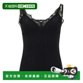 黑色 自营philipp plein闪亮罗纹背心上衣蕾丝 美国奥莱直发吊带