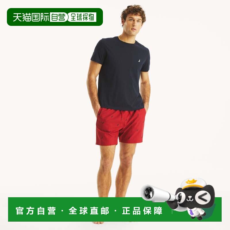 自营Nautica 男式 6 英寸印花快干泳衣 - nautica 红色 美国奥莱