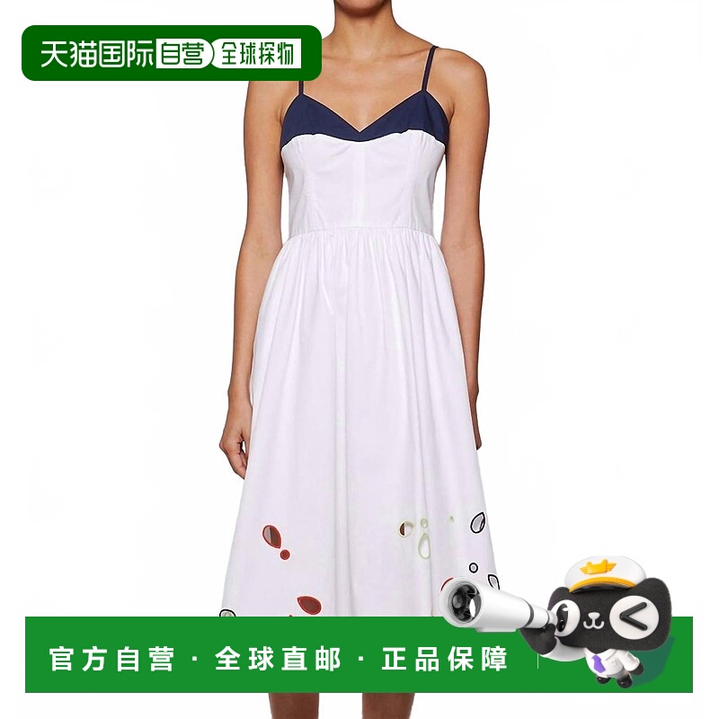 自营 rosie assoulin网眼棉府绸白色多色连衣裙 美国奥莱直发