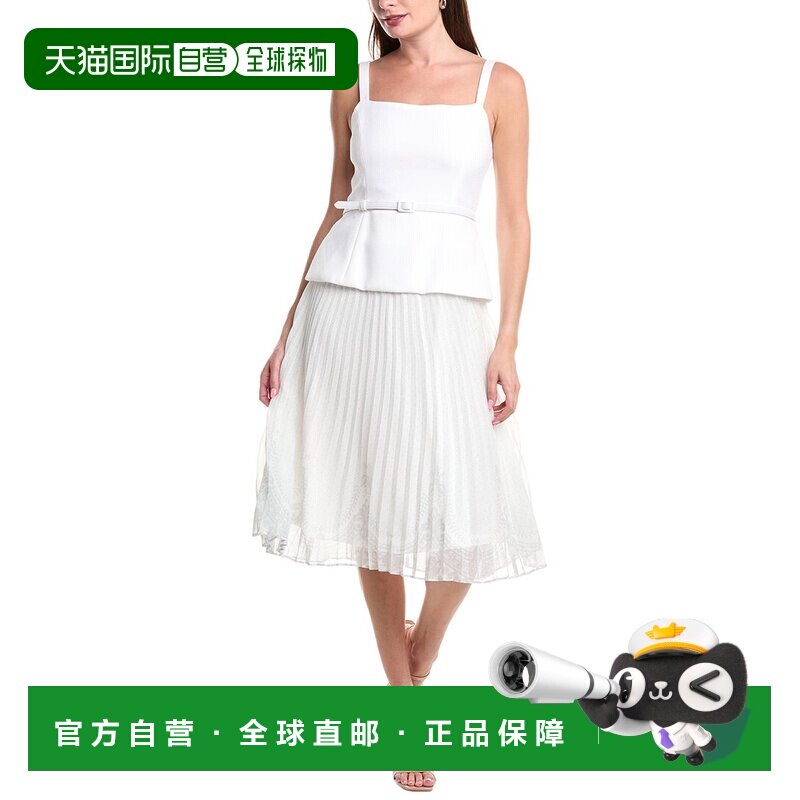 自营 Julia Jordan腰带迷笛裙-白色 A字裙连衣裙美国直发奥莱