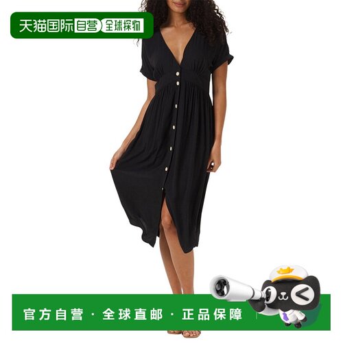 自营the normal brandNormal品牌深v按钮直通连衣裙-黑色 美国奥