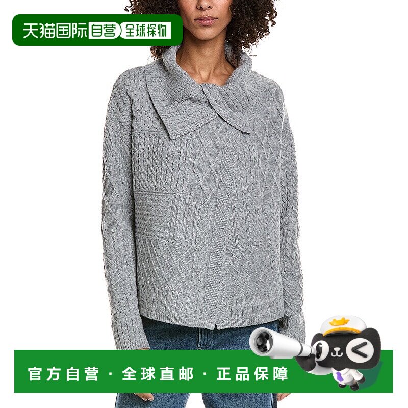 自营InCashmere Mix Cable Stitch Overlap Wool-Blend Cardigan