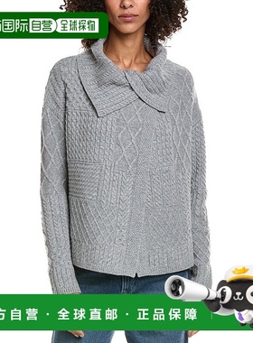 自营InCashmere Mix Cable Stitch Overlap Wool-Blend Cardigan