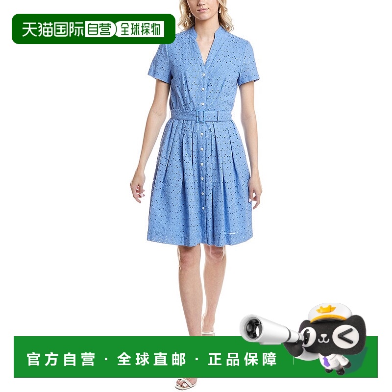 自营brooks brothers布鲁克斯兄弟眼镜衬衫裙-蓝色 美国奥莱直发