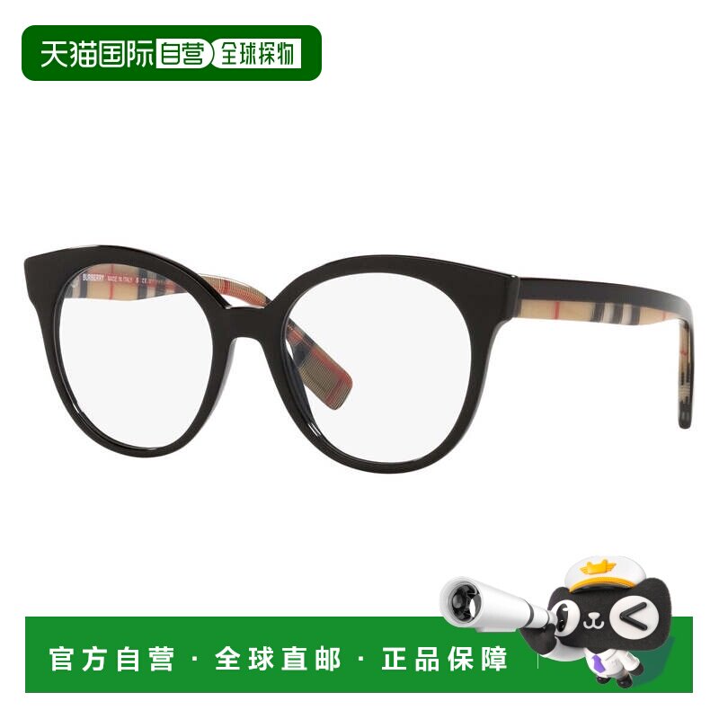 自营Burberry眼镜圆形全边，深色哈瓦那镜框和透明演示镜片镜片Be