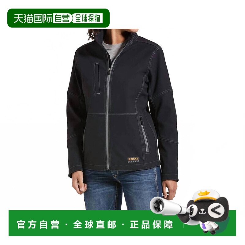 自营 ariat女式Rebar弹力帆布软壳夹克，黑色 美国奥莱直发