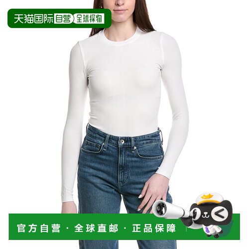 自营FRAME Denim The Rib Crew T-Shirt - white 美国奥莱直发