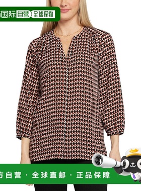 自营NYDJ Petite Pintuck Blouse - brown 美国奥莱直发