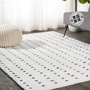 黑色 jonathan 美国奥莱 白色 现代几何圆点粗毛地毯 Pele