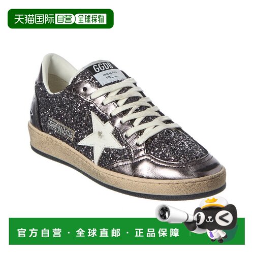 自营Golden Goose Ballstar Glitter & Leather Sneaker - silver
