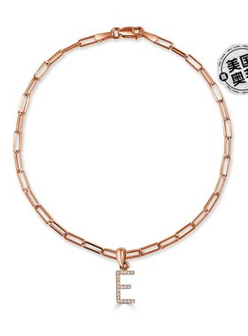 自营sabrina14k 玫瑰金和钻石初始链接手链 - 玫瑰 e 美国奥莱直