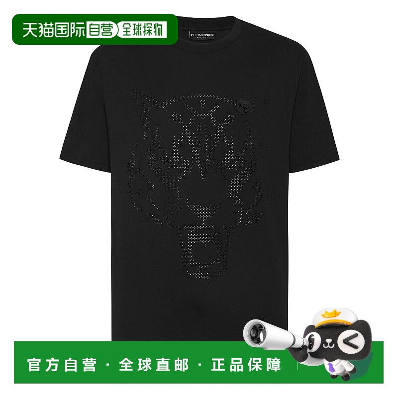 自营 plein sport棉T恤圆领SS Lamina Tiger-黑色/黑色 美国奥莱