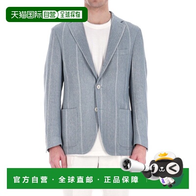 自营eleventy舒适棉麻格子夹克-灰色 美国奥莱直发