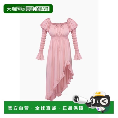 自营sleeperJuliette Shirred Asymmetric Dress in Pink - pink