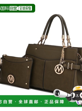 自营mia k collectionTenna 纯素皮革女士手提包配腕带 - 橄榄色