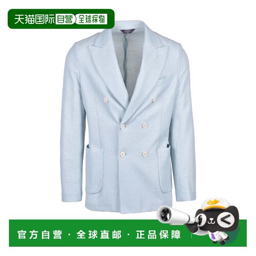 自营circolo 1901Light Blue Cotton Linen Double-breasted Jack