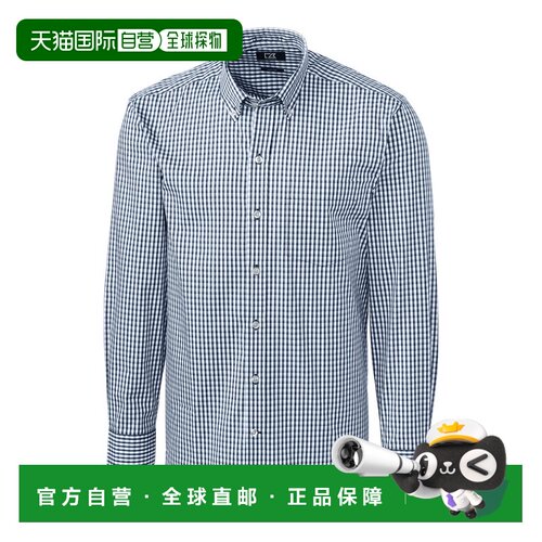 自营Cutter & Buck Easy Care弹力方格布式男士长袖正装衬衫-libe