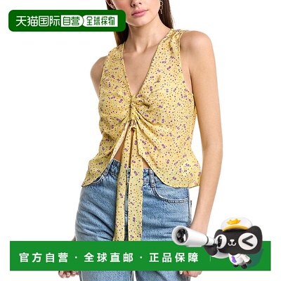 自营 Favorite Daughter The Gwen Silk Top yellow 美国奥莱直发