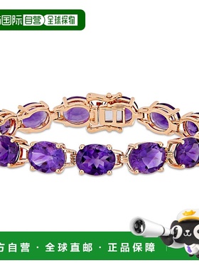 自营 Mimi & Max 36 CT TGW 椭圆形切割非洲紫水晶网球手链镀玫瑰