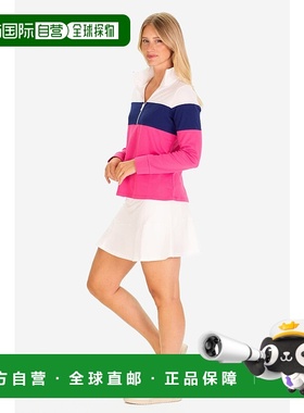 自营duffield lane覆盆子色块Pique Misty Quarter Zip-粉红色 美