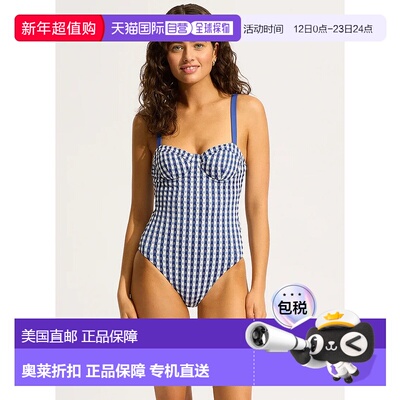 自营Seafolly Bella Swimsuit Women's Ultramarin High Cut Unde