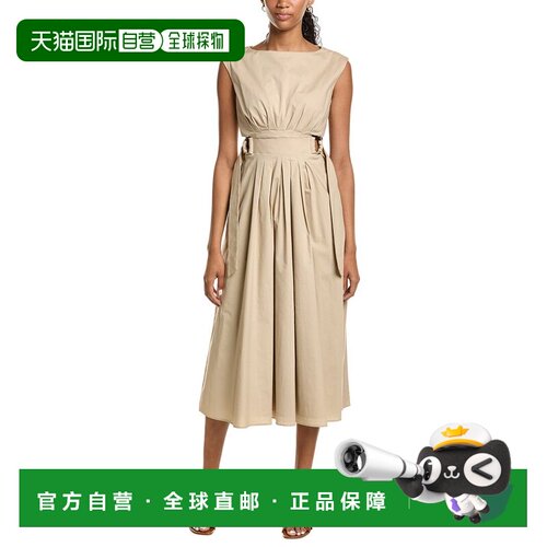 自营Kenneth Cole无袖D环领带中长款连衣裙-棕色 美国奥莱直发