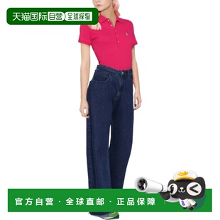 香港直邮拉夫劳伦 纯色单排扣直筒修身休闲短袖 Polo衫 女款 玫红