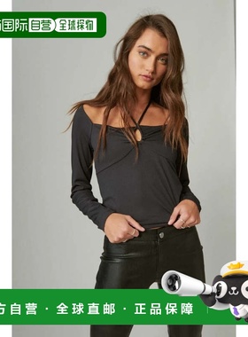 自营Women's Lucky Brand Halter Top Black Keyhole Square Neck