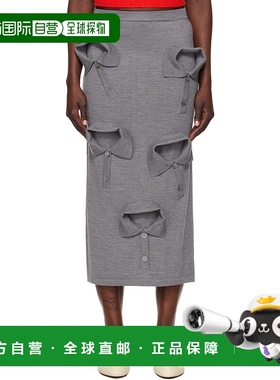 香港直邮潮奢 Moschino 莫斯奇诺 女士 灰色 Multi Collar 半身裙