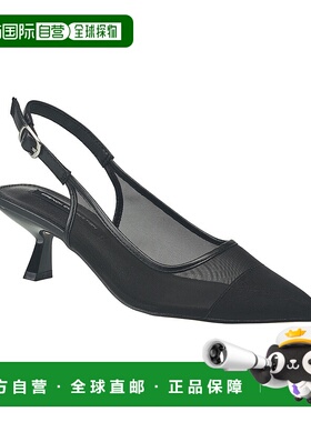 自营French Connection 女款 Elea 网布和宝石露跟鞋 - 黑色 美国