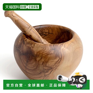 自营 Berard 手工制作橄榄木研钵和研杵套装，5 英寸 - 棕色 美国