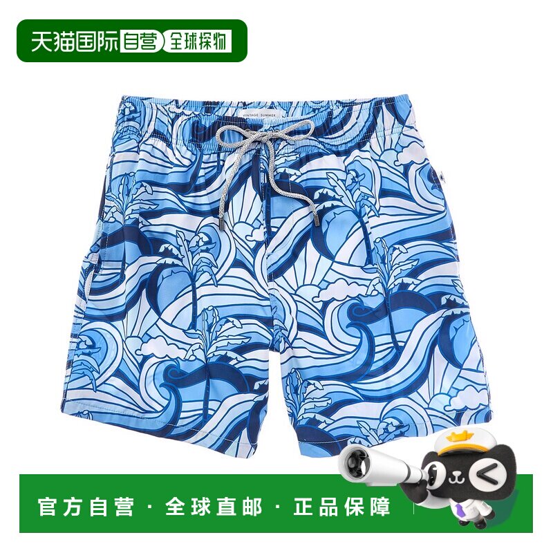 自营vintage summer复古夏季印花泳裤-海军蓝 美国奥莱直发