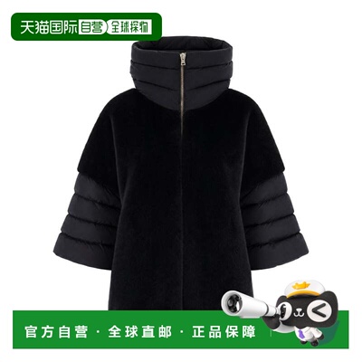 自营herno黑色合成毛皮短袖羽绒服-黑色 美国奥莱直发