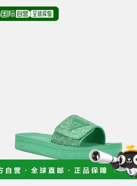 自营guess派对徽标拖鞋 - 绿色徽标 美国奥莱直发女鞋凉拖